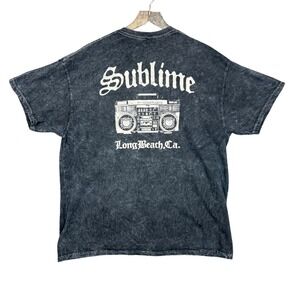 Sublime Band Tee Mens Large Blue Long Beach CA‎ T-Shirt Boombox Graphic Retro